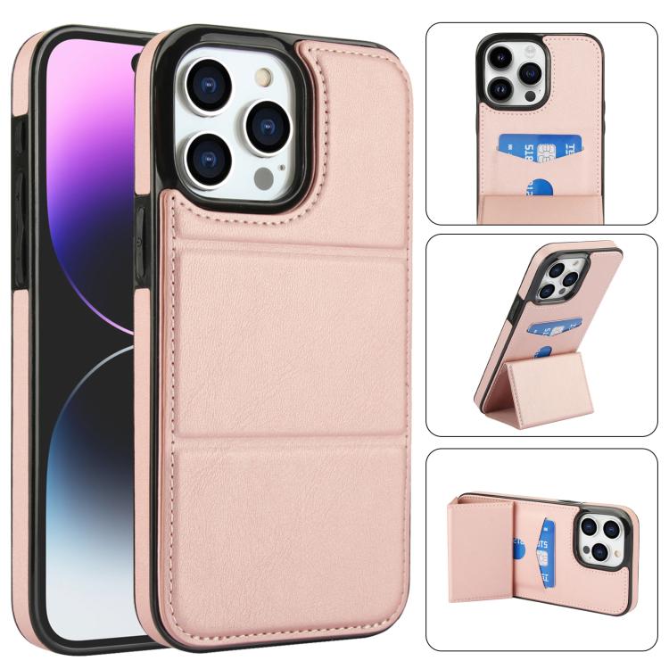 Tri-fold Holder Leather Phone Case with Card Slot, For iPhone 15 Pro Max, For iPhone 15 Pro, For iPhone 15 Plus, For iPhone 15