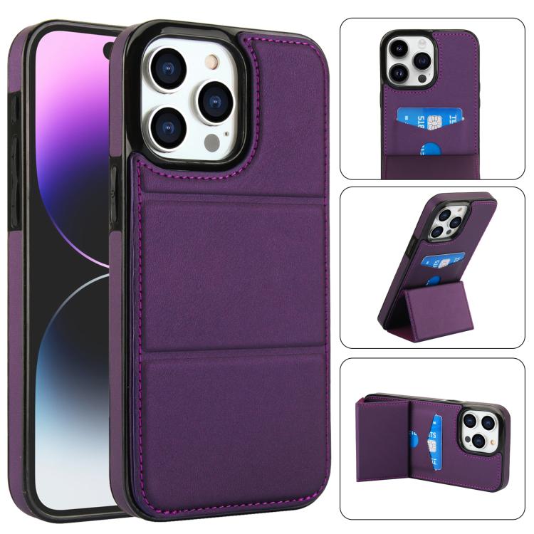 Tri-fold Holder Leather Phone Case with Card Slot, For iPhone 15 Pro Max, For iPhone 15 Pro, For iPhone 15 Plus, For iPhone 15