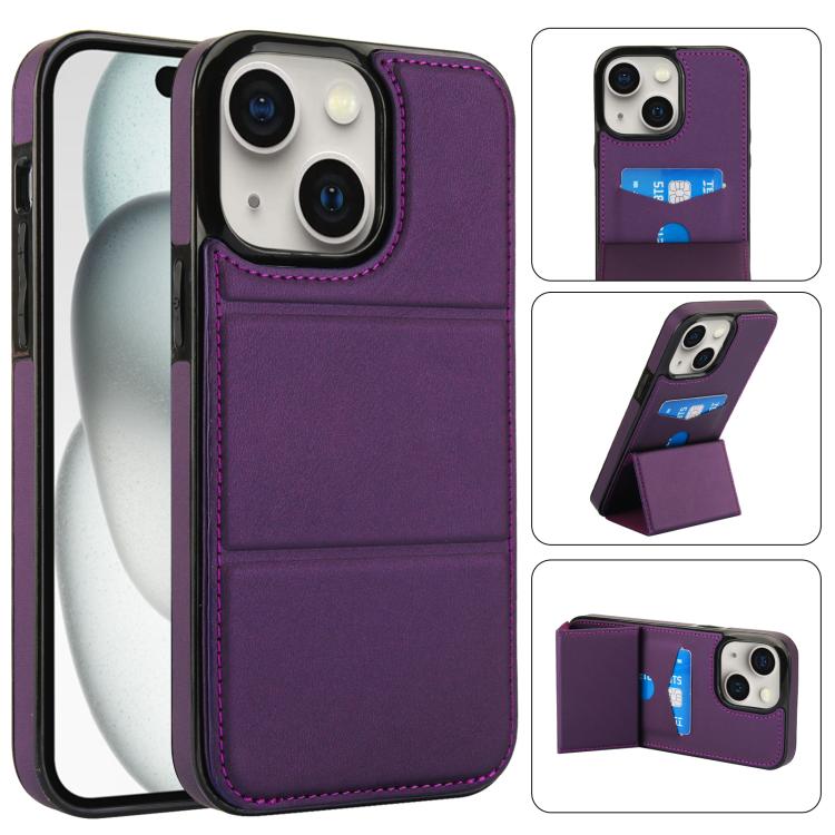 Tri-fold Holder Leather Phone Case with Card Slot, For iPhone 15 Pro Max, For iPhone 15 Pro, For iPhone 15 Plus, For iPhone 15