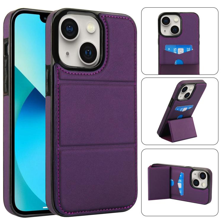 Tri-fold Holder Leather Phone Case with Card Slot, For iPhone SE 2022 / SE 2020 / 7 / 8, For iPhone 13 Pro Max, For iPhone 13 Pro, For iPhone 13