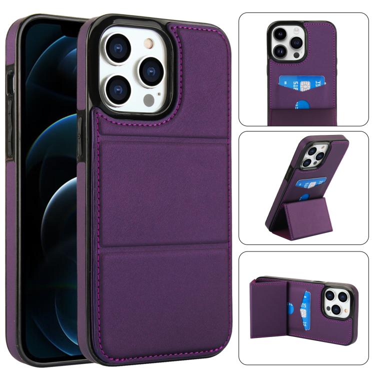 Tri-fold Holder Leather Phone Case with Card Slot, For iPhone 13 mini, For iPhone 12, For iPhone 12 Pro Max, For iPhone 12 Pro