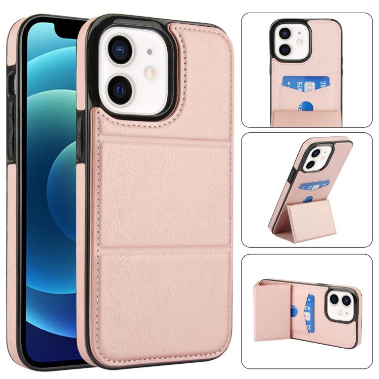 Tri-fold Holder Leather Phone Case with Card Slot, For iPhone 12 mini, For iPhone 11 Pro Max, For iPhone 11, For iPhone 11 Pro