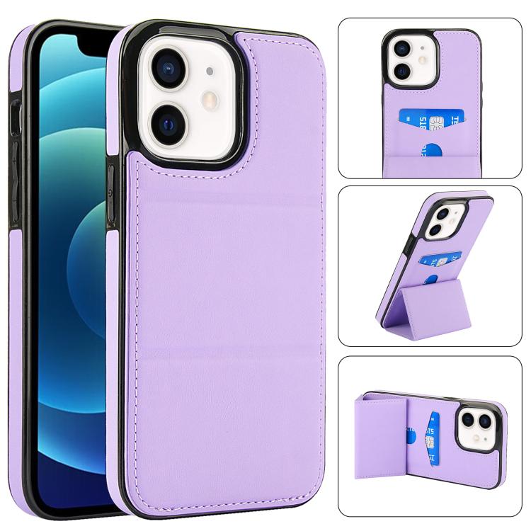 Tri-fold Holder Leather Phone Case with Card Slot, For iPhone 12 mini, For iPhone 11 Pro Max, For iPhone 11, For iPhone 11 Pro