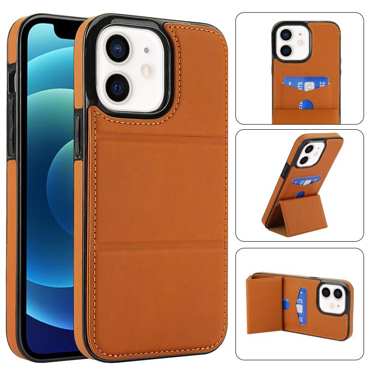 Tri-fold Holder Leather Phone Case with Card Slot, For iPhone 12 mini, For iPhone 11 Pro Max, For iPhone 11, For iPhone 11 Pro