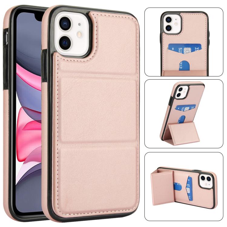 Tri-fold Holder Leather Phone Case with Card Slot, For iPhone 12 mini, For iPhone 11 Pro Max, For iPhone 11, For iPhone 11 Pro