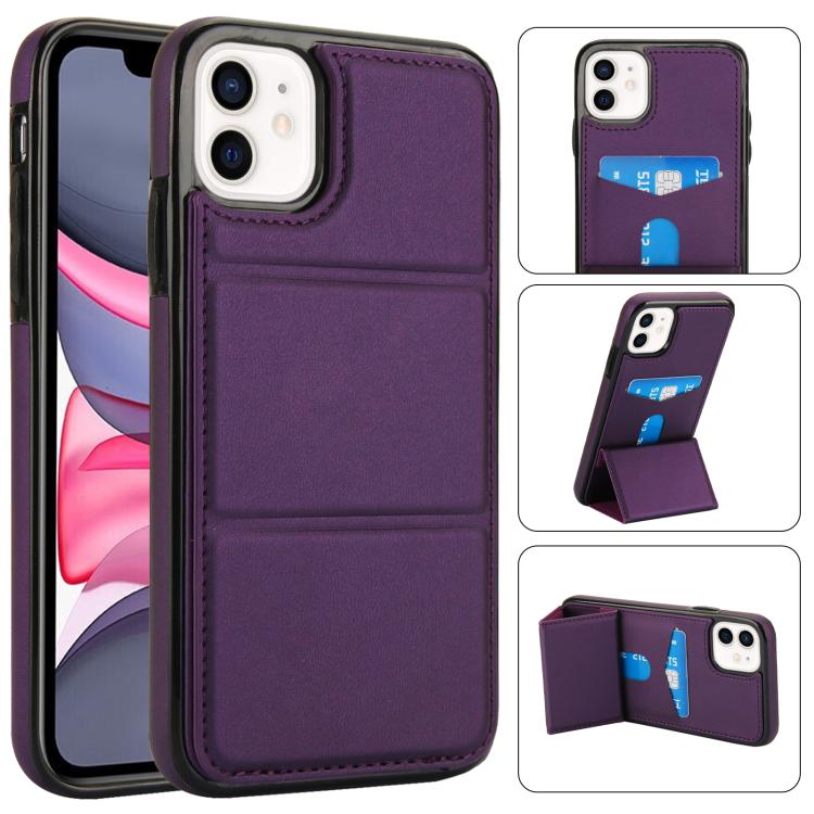 Tri-fold Holder Leather Phone Case with Card Slot, For iPhone 12 mini, For iPhone 11 Pro Max, For iPhone 11, For iPhone 11 Pro