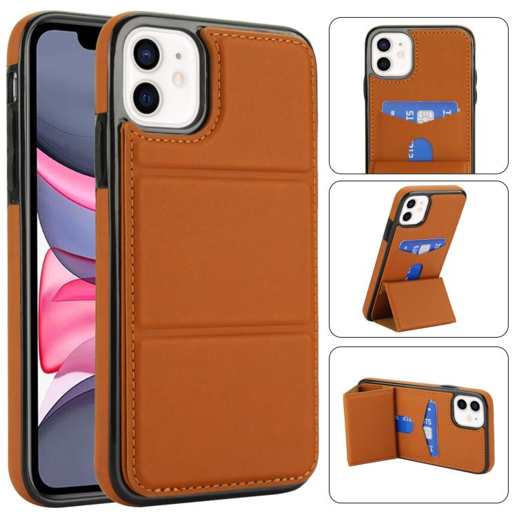 Tri-fold Holder Leather Phone Case with Card Slot, For iPhone 12 mini, For iPhone 11 Pro Max, For iPhone 11, For iPhone 11 Pro