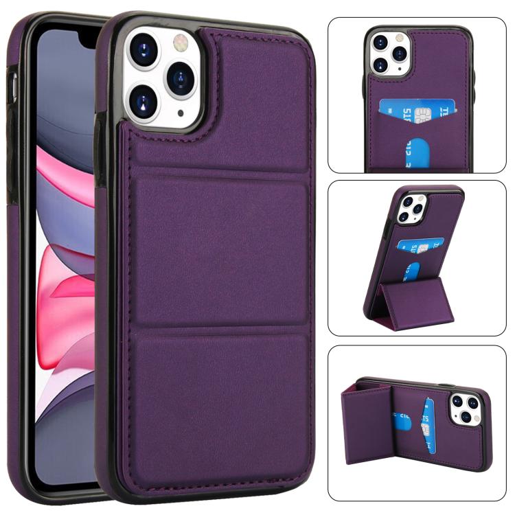 Tri-fold Holder Leather Phone Case with Card Slot, For iPhone 12 mini, For iPhone 11 Pro Max, For iPhone 11, For iPhone 11 Pro