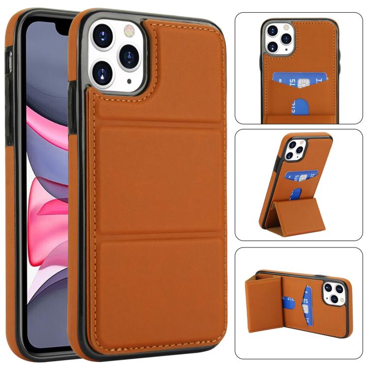 Tri-fold Holder Leather Phone Case with Card Slot, For iPhone 12 mini, For iPhone 11 Pro Max, For iPhone 11, For iPhone 11 Pro