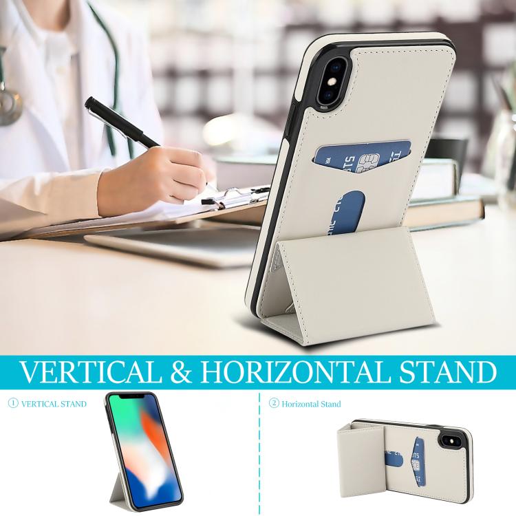 Tri-fold Holder Leather Phone Case with Card Slot, For iPhone XS / X, For iPhone XR, For iPhone XS Max, For iPhone 8 Plus / 7 Plus