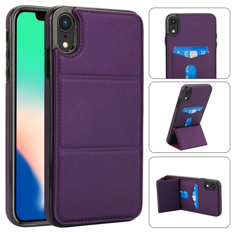 Tri-fold Holder Leather Phone Case with Card Slot, For iPhone XS / X, For iPhone XR, For iPhone XS Max, For iPhone 8 Plus / 7 Plus