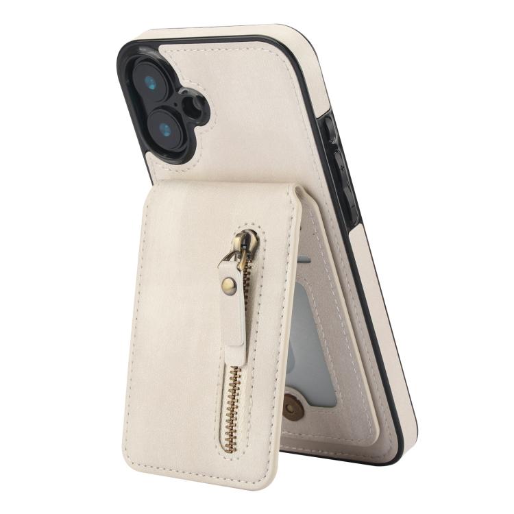 Zipper Wallet Split MagSafe Leather Back Phone Case, For iPhone 16 Plus, For iPhone 16, For iPhone 15 Pro Max