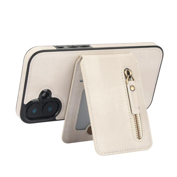 Zipper Wallet Split MagSafe Leather Back Phone Case, For iPhone 16 Plus, For iPhone 16, For iPhone 15 Pro Max
