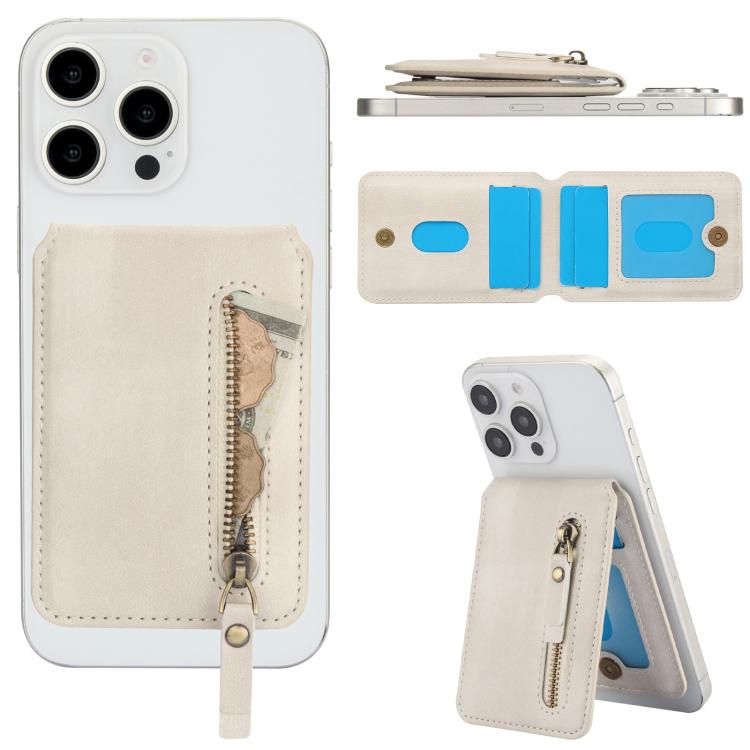 Zipper Wallet Split MagSafe Leather Back Phone Case, For iPhone 15 Pro, For iPhone 15 Plus, For iPhone 15