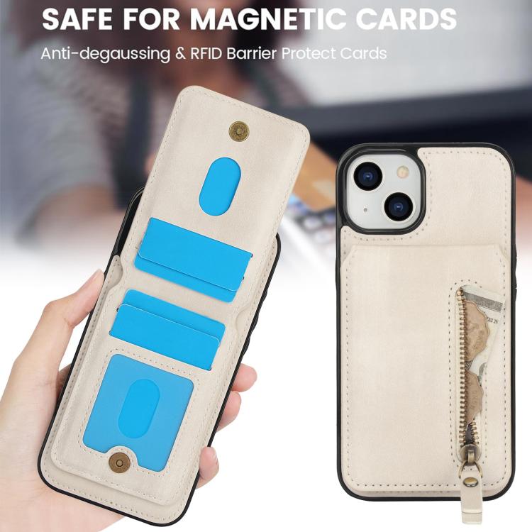 Zipper Wallet Split MagSafe Leather Back Phone Case, For iPhone 14 Plus, For iPhone 14, For iPhone 14 Pro