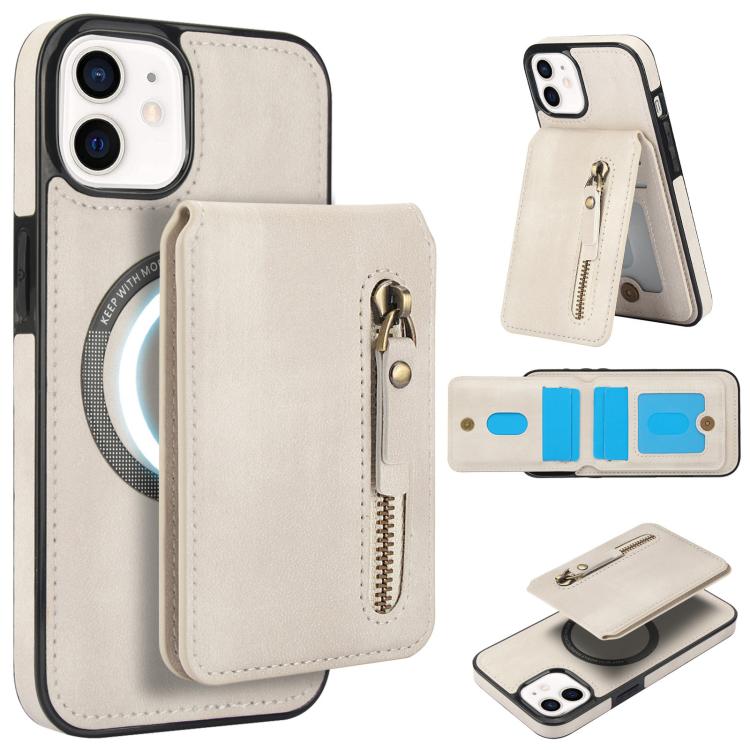Zipper Wallet Split MagSafe Leather Back Phone Case, For iPhone 11 Pro Max, For iPhone 11, For iPhone 11 Pro