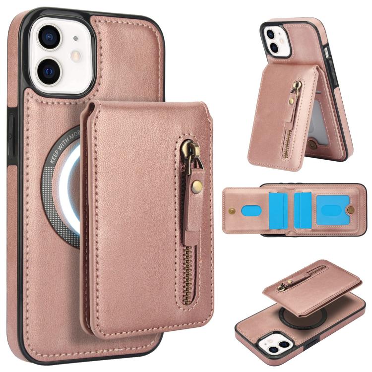 Zipper Wallet Split MagSafe Leather Back Phone Case, For iPhone 11 Pro Max, For iPhone 11, For iPhone 11 Pro