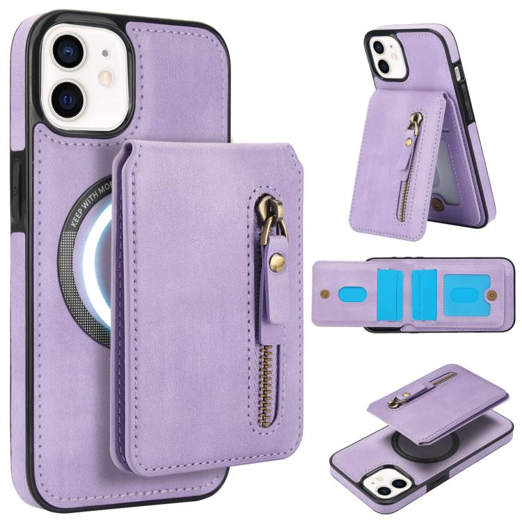 Zipper Wallet Split MagSafe Leather Back Phone Case, For iPhone 11 Pro Max, For iPhone 11, For iPhone 11 Pro