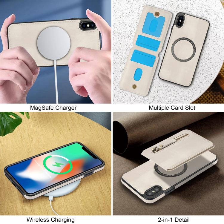 Zipper Wallet Split MagSafe Leather Back Phone Case, For iPhone X / XS, For iPhone XR, For iPhone XS Max
