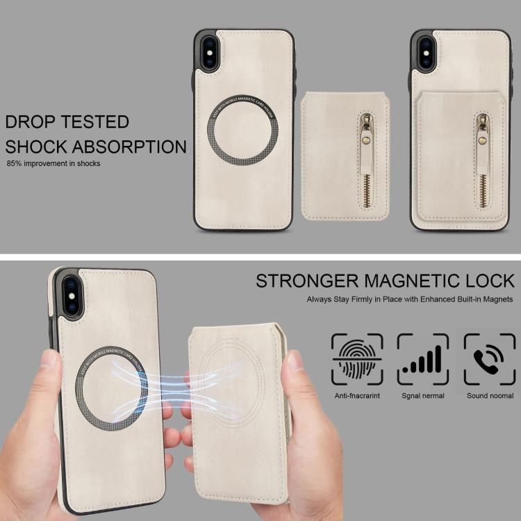 Zipper Wallet Split MagSafe Leather Back Phone Case, For iPhone X / XS, For iPhone XR, For iPhone XS Max