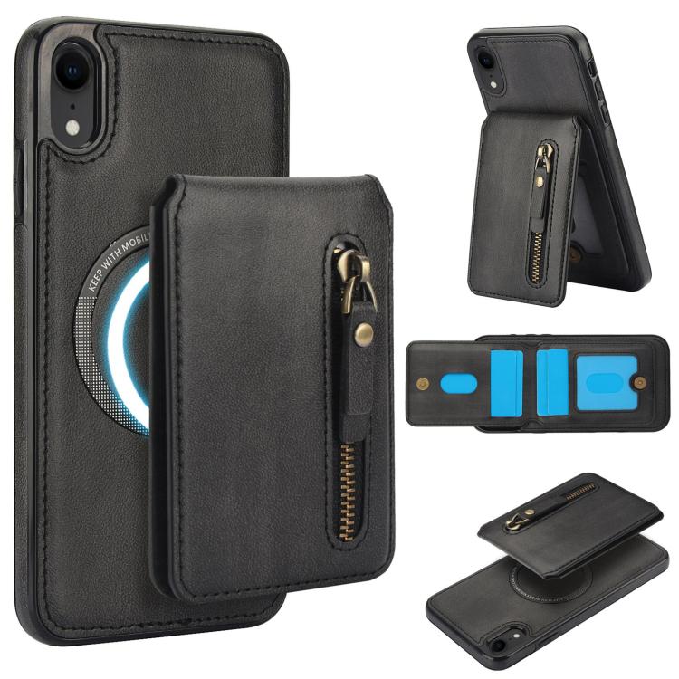Zipper Wallet Split MagSafe Leather Back Phone Case, For iPhone X / XS, For iPhone XR, For iPhone XS Max