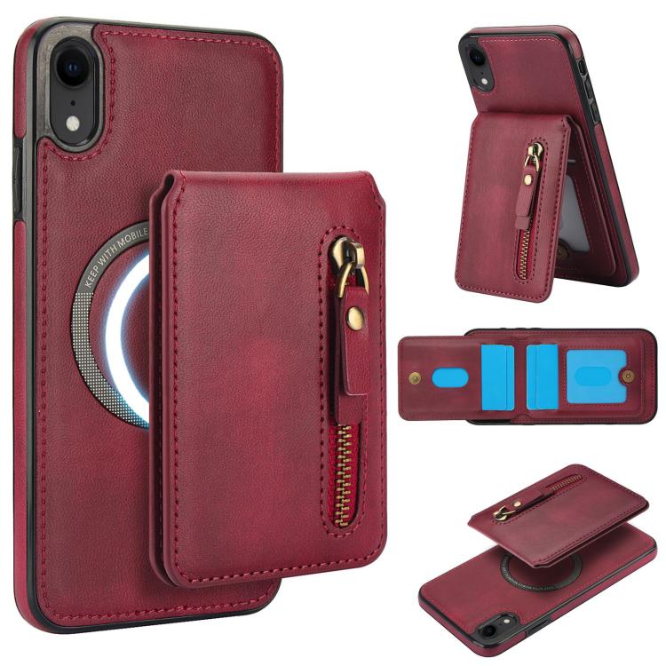 Zipper Wallet Split MagSafe Leather Back Phone Case, For iPhone X / XS, For iPhone XR, For iPhone XS Max