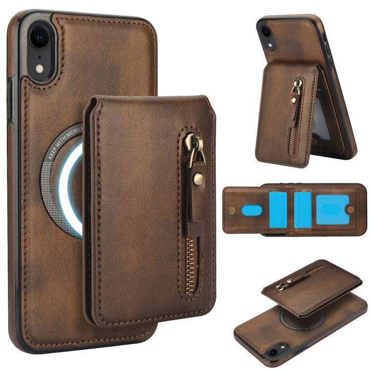 Zipper Wallet Split MagSafe Leather Back Phone Case, For iPhone X / XS, For iPhone XR, For iPhone XS Max