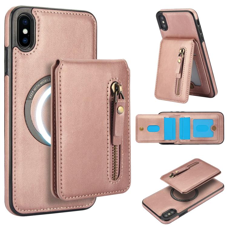 Zipper Wallet Split MagSafe Leather Back Phone Case, For iPhone X / XS, For iPhone XR, For iPhone XS Max