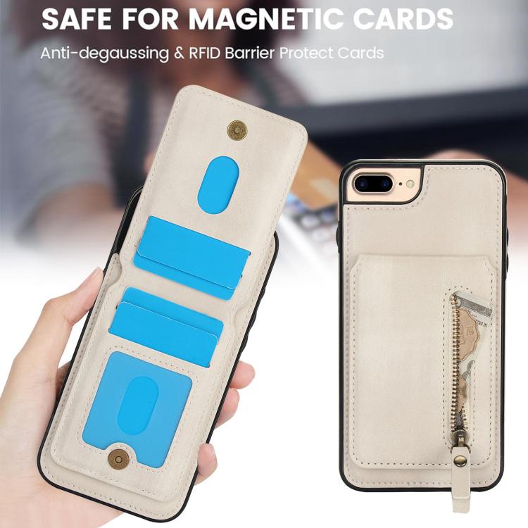 Zipper Wallet Split MagSafe Leather Back Phone Case, For iPhone 7 Plus / 8 Plus