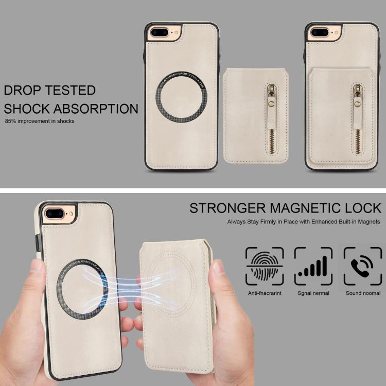 Zipper Wallet Split MagSafe Leather Back Phone Case, For iPhone 7 Plus / 8 Plus