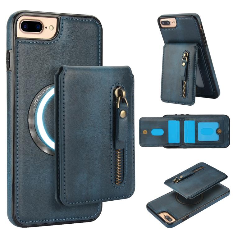 Zipper Wallet Split MagSafe Leather Back Phone Case, For iPhone 7 Plus / 8 Plus