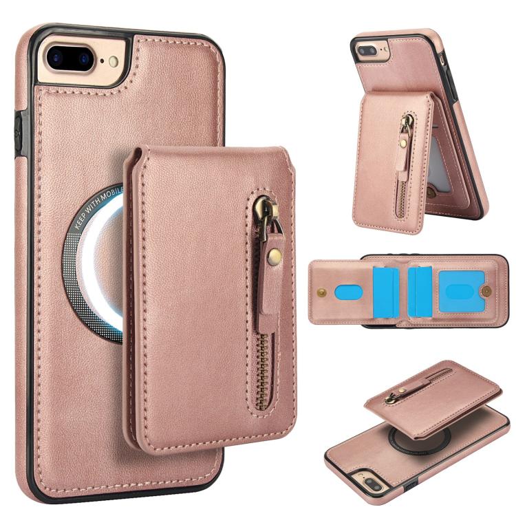 Zipper Wallet Split MagSafe Leather Back Phone Case, For iPhone 7 Plus / 8 Plus