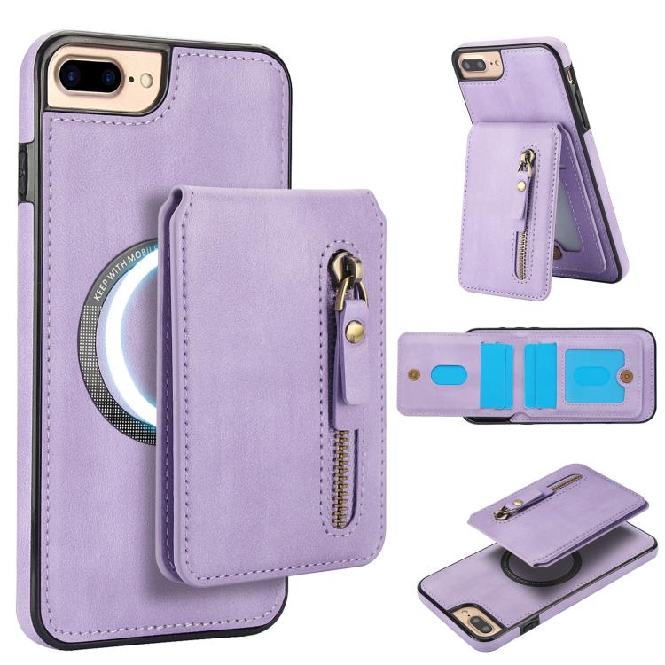 Zipper Wallet Split MagSafe Leather Back Phone Case, For iPhone 7 Plus / 8 Plus