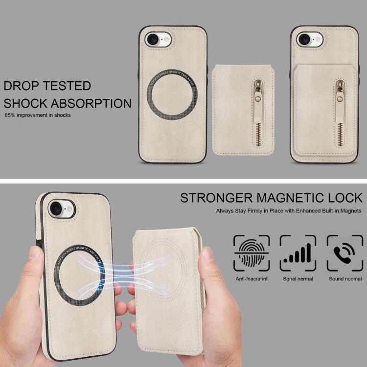Zipper Wallet Split MagSafe Leather Back Phone Case, For iPhone 16e, For iPhone 16 Pro Max, For iPhone 16 Pro