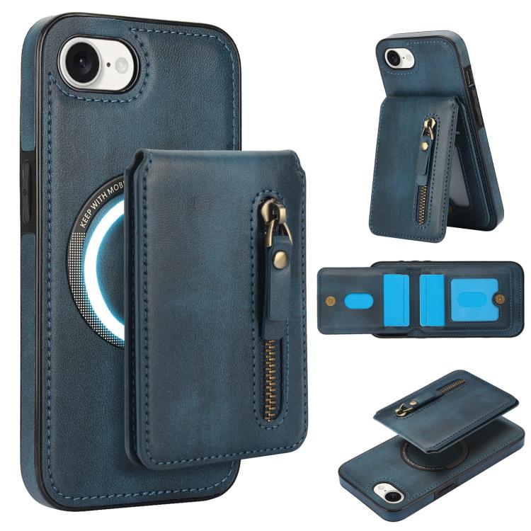 Zipper Wallet Split MagSafe Leather Back Phone Case, For iPhone 16e, For iPhone 16 Pro Max, For iPhone 16 Pro