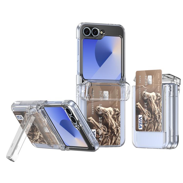 Spring Rubber Chain Card Slot PC Folding Phone Case with Stand
