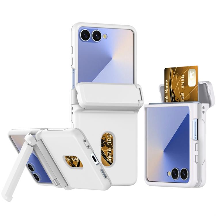 Spring Rubber Chain Card Slot PC Folding Phone Case with Stand