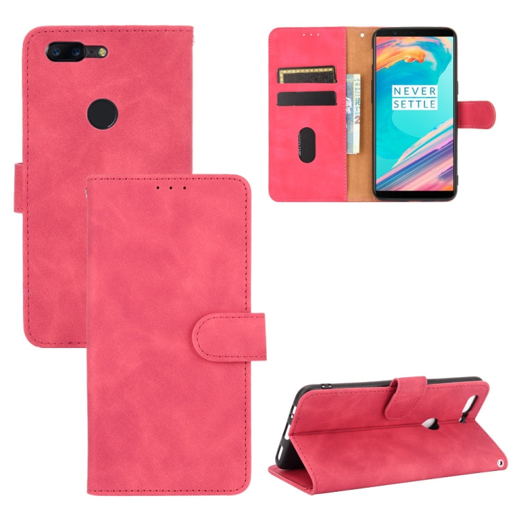 Solid Color Skin Feel Magnetic Buckle Horizontal Flip Calf Texture PU Leather Case with Holder & Card Slots & Wallet, For OnePlus 5T, For BlackBerry KEY2, For OnePlus 6, For BlackBerry Keyone