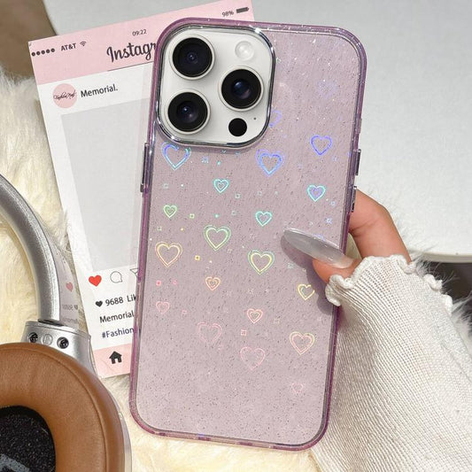 3D Heart IMD Hybrid TPU Phone Case, For iPhone 15 Pro Max, For iPhone 15 Pro, For iPhone 15 Plus / 14 Plus, For iPhone 15