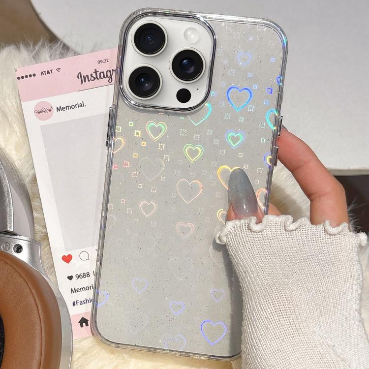 3D Heart IMD Hybrid TPU Phone Case, For iPhone 15 Pro Max, For iPhone 15 Pro, For iPhone 15 Plus / 14 Plus, For iPhone 15
