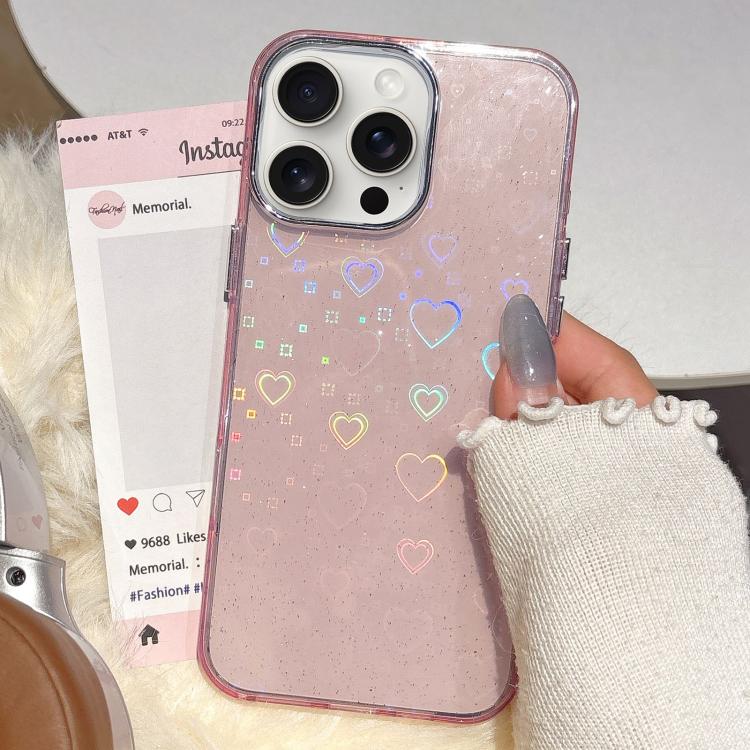3D Heart IMD Hybrid TPU Phone Case, For iPhone 15 Pro Max, For iPhone 15 Pro, For iPhone 15 Plus / 14 Plus, For iPhone 15