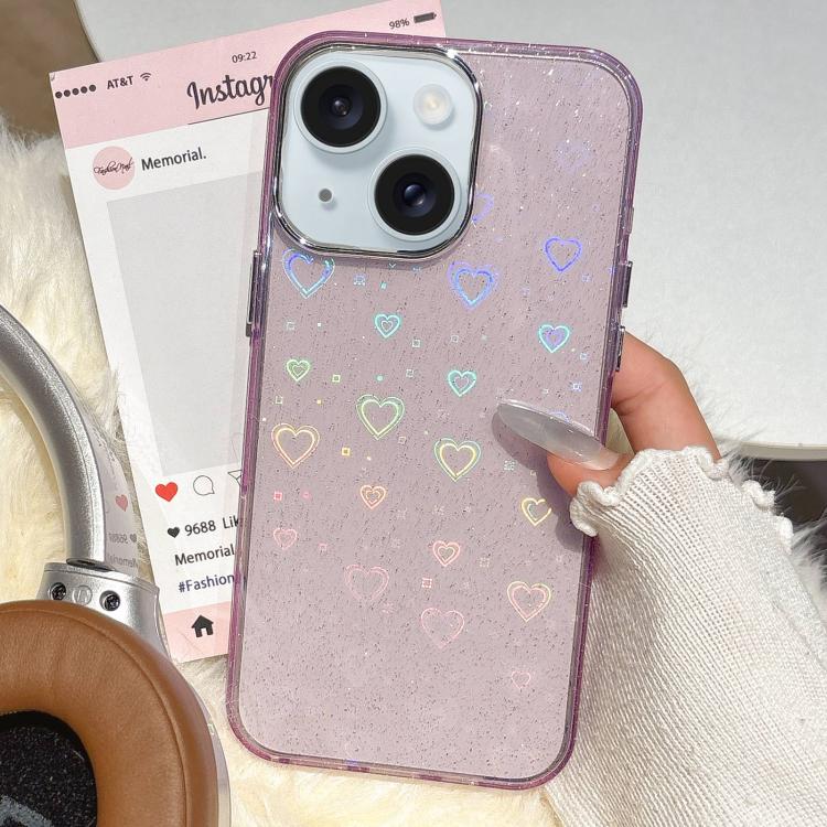 3D Heart IMD Hybrid TPU Phone Case, For iPhone 15 Pro Max, For iPhone 15 Pro, For iPhone 15 Plus / 14 Plus, For iPhone 15