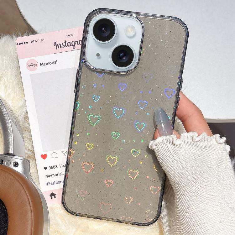 3D Heart IMD Hybrid TPU Phone Case, For iPhone 15 Pro Max, For iPhone 15 Pro, For iPhone 15 Plus / 14 Plus, For iPhone 15