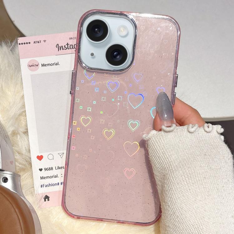 3D Heart IMD Hybrid TPU Phone Case, For iPhone 15 Pro Max, For iPhone 15 Pro, For iPhone 15 Plus / 14 Plus, For iPhone 15
