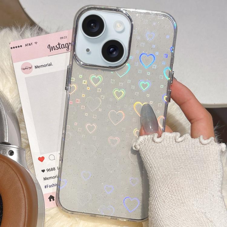 3D Heart IMD Hybrid TPU Phone Case, For iPhone 15 Pro Max, For iPhone 15 Pro, For iPhone 15 Plus / 14 Plus, For iPhone 15