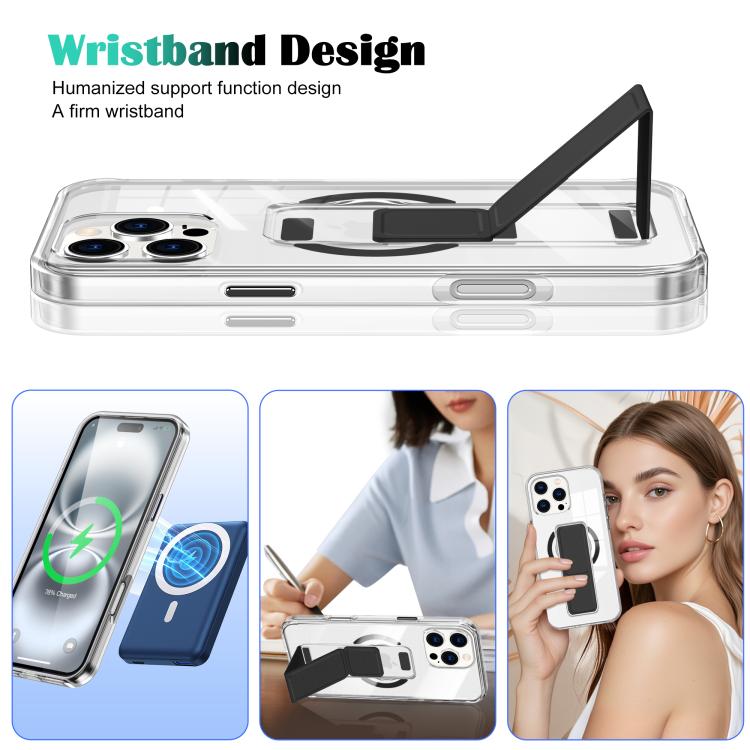 Clear Wristband Holder MagSafe Phone Case, For iPhone 15 Pro Max, For iPhone 15 Pro, For iPhone 15 Plus / 14 Plus, For iPhone 15