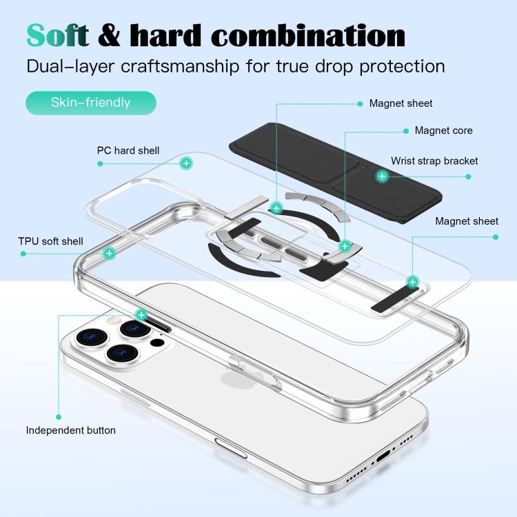 Clear Wristband Holder MagSafe Phone Case, For iPhone 15 Pro Max, For iPhone 15 Pro, For iPhone 15 Plus / 14 Plus, For iPhone 15