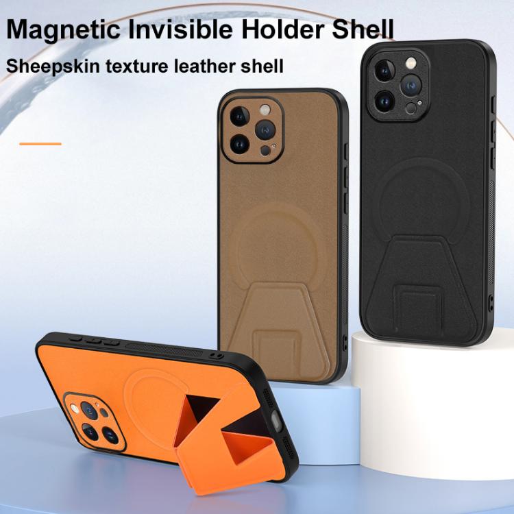 Sheepskin Texture MagSafe Magnetic Invisible Holder Integrated Phone Case, For iPhone 13 Pro, For iPhone 13, For iPhone 12, For iPhone 12 Pro Max, For iPhone 12 Pro