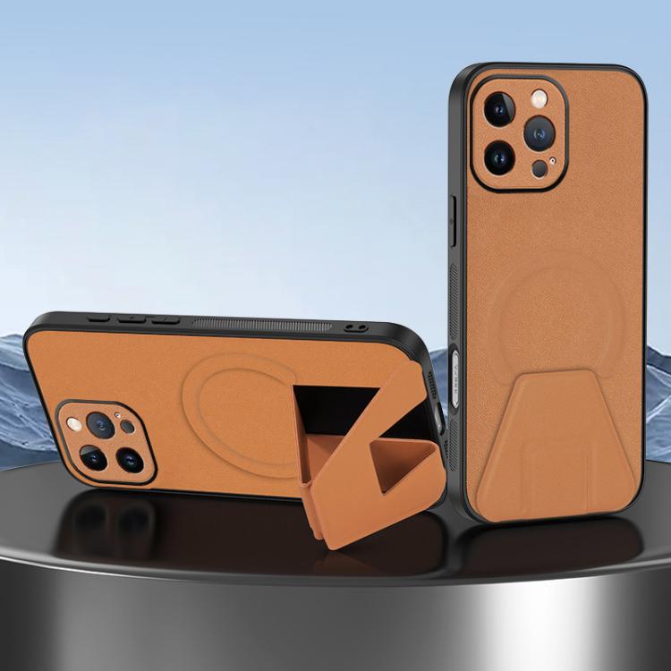 Sheepskin Texture MagSafe Magnetic Invisible Holder Integrated Phone Case, For iPhone 13 Pro, For iPhone 13, For iPhone 12, For iPhone 12 Pro Max, For iPhone 12 Pro