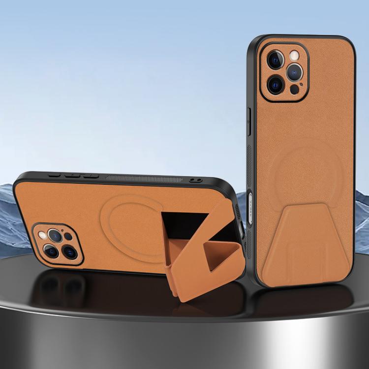 Sheepskin Texture MagSafe Magnetic Invisible Holder Integrated Phone Case, For iPhone 13 Pro, For iPhone 13, For iPhone 12, For iPhone 12 Pro Max, For iPhone 12 Pro